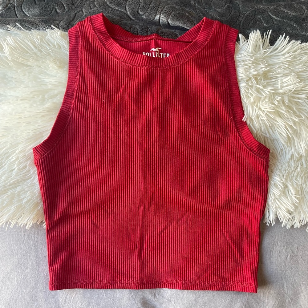 Red Ribbed Tank Top